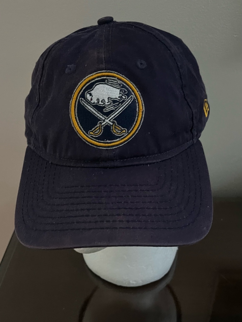 New Era Navy Buffalo Sabres Logo Baseball Cap with Gold Trim